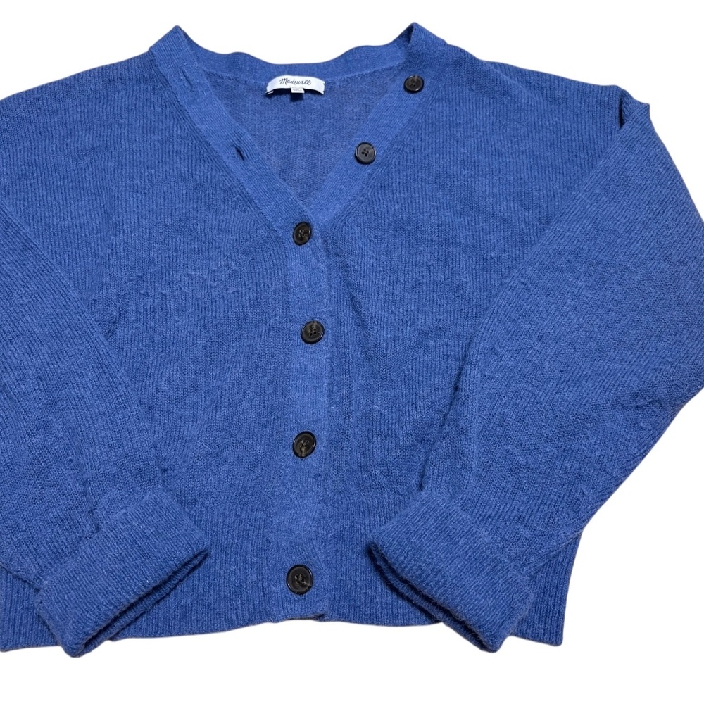 Madewell Alpaca Wool Blue V Neck Button Long Sleeve Knit Cardigan Size Medium